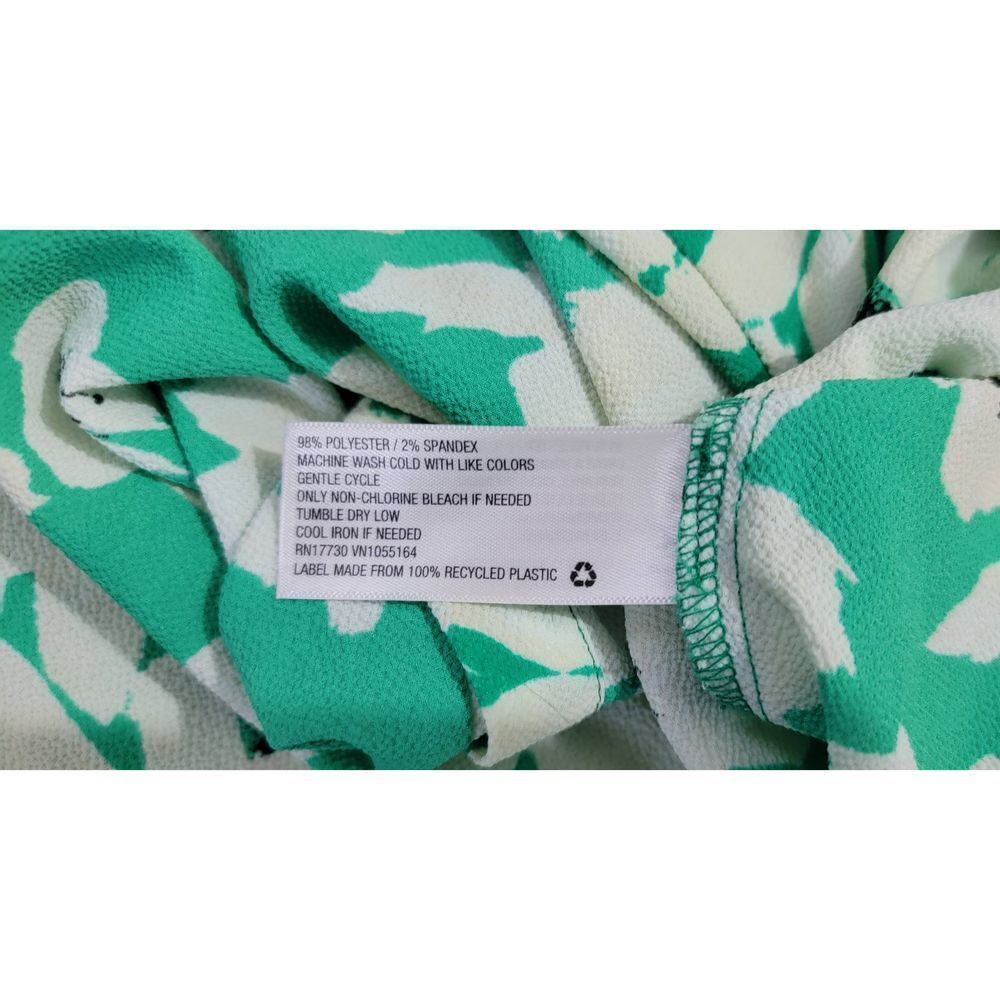 Merona Shirt Top Blouse Women's Medium Button Down Floral Tank Green and Cream - Picture 7 of 9